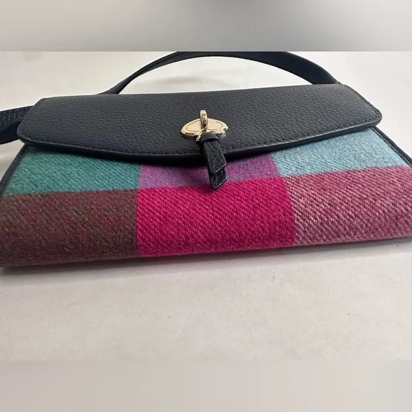 Kate Spade Marti Wallet Crossbody Bag - Multicolor Plaid and Navy Leather (NWOT) - Picture 15 of 15